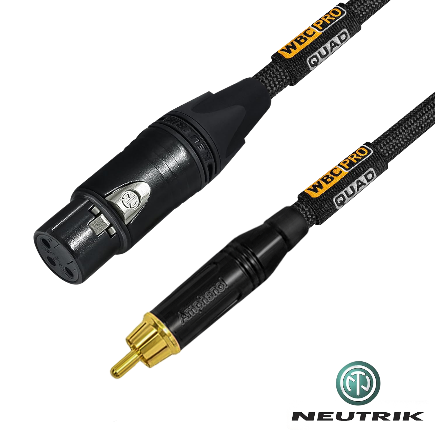 Neutrik Gold female XLR and Amphenol ACPR black RCA connector