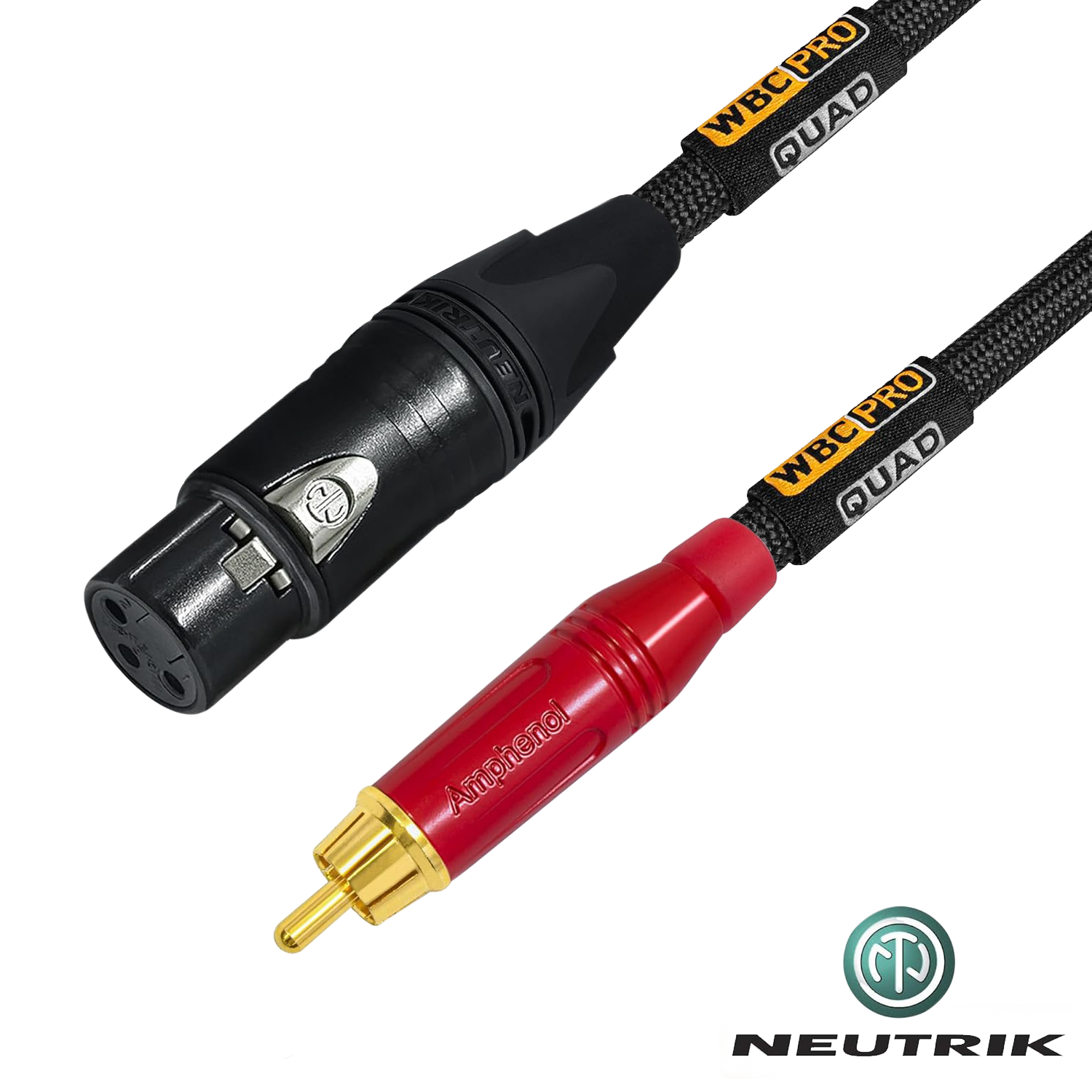 Neutrik Gold female XLR and Amphenol ACPR red RCA connector