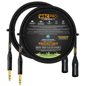 WBC Pro Quad 15 foot cable with Neutrik Gold XLR male and TRS connectors