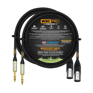 3 foot WBC Pro Quad cable pair with Amphenol Silver XLR male and Amphenol Gold TRS male connectors
