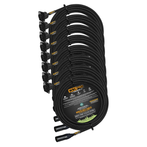 16 meter WBC Pro Quad 8 cables with Neutrik Gold XLR male NC3MXX-B and XLR panel type female NC3FD-LX-B connectors