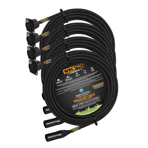 18 meter WBC Pro Quad 4 cables with Neutrik Gold XLR male NC3MXX-B and XLR panel type female NC3FD-LX-B connectors