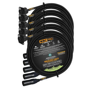 8 meter WBC Pro Quad 5 cables with Neutrik Gold XLR male NC3MXX-B and XLR panel type female NC3FD-LX-B connectors