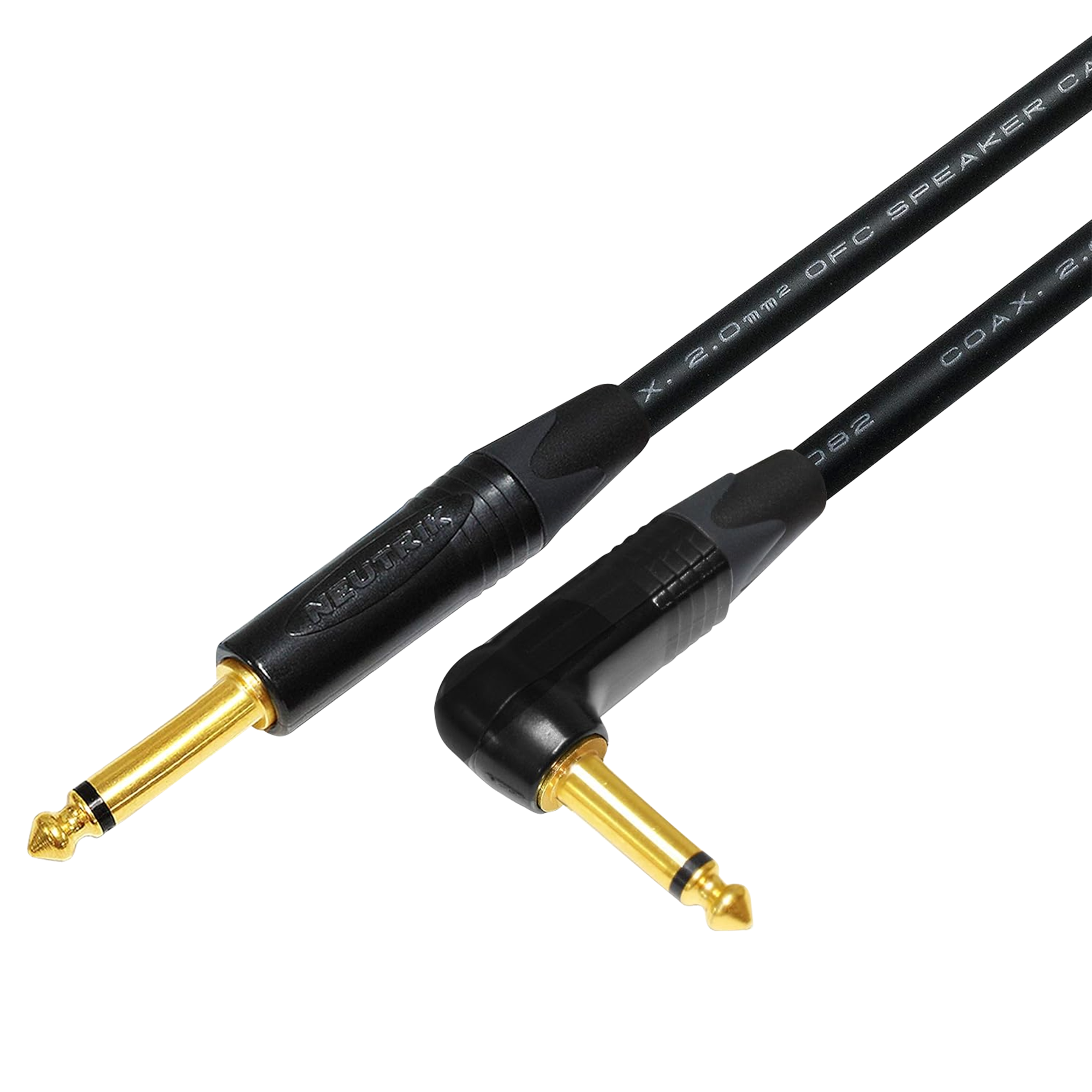 Neutrik Gold TS NP2X-B straight and NP2RX-B right-angled connectors with Mogami 3082 wire