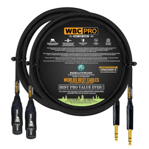 6 foot WBC Pro Quad cable pair with Neutrik Gold female XLR and TRS connectors