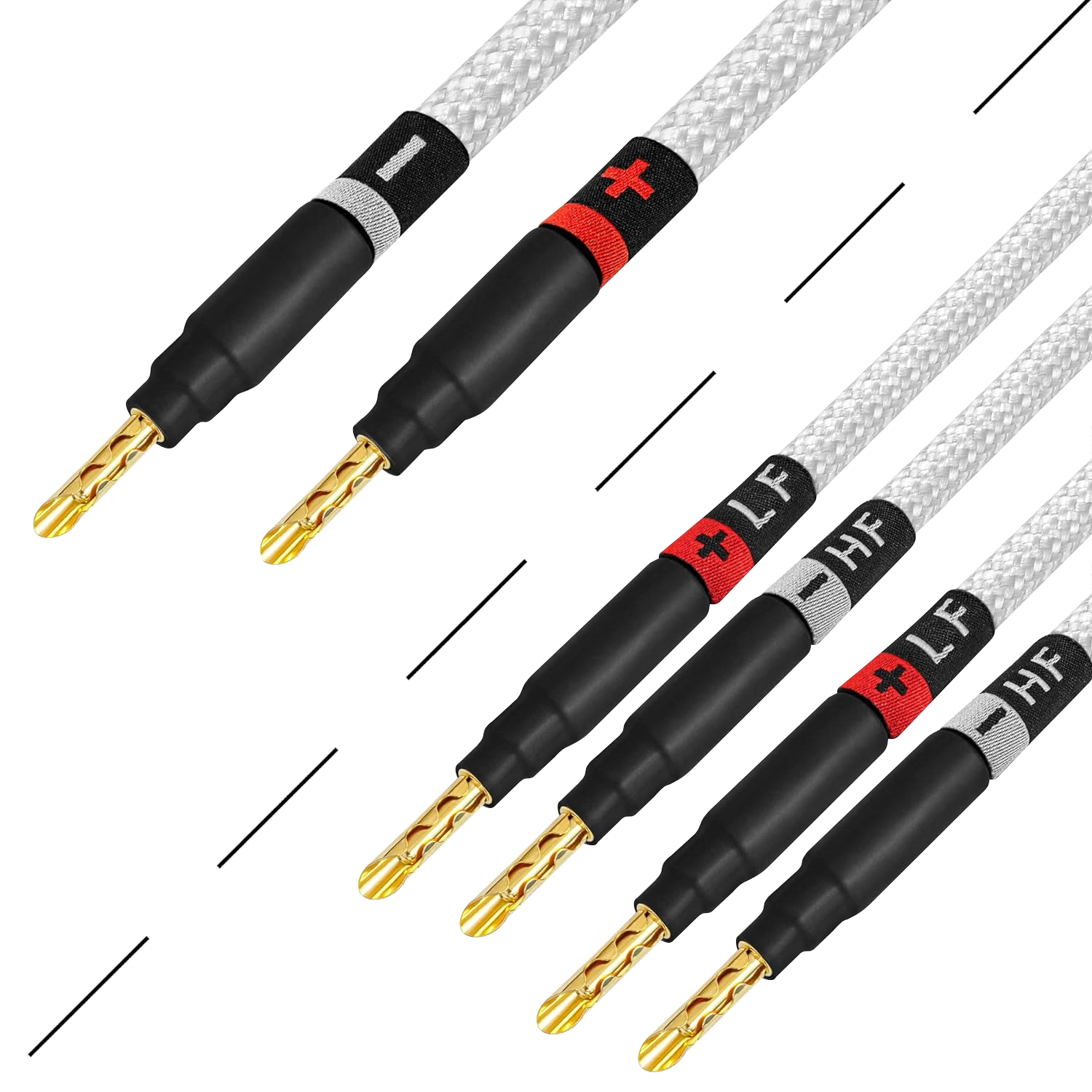 Eminence banana connectors with Pure White Tweed jacket