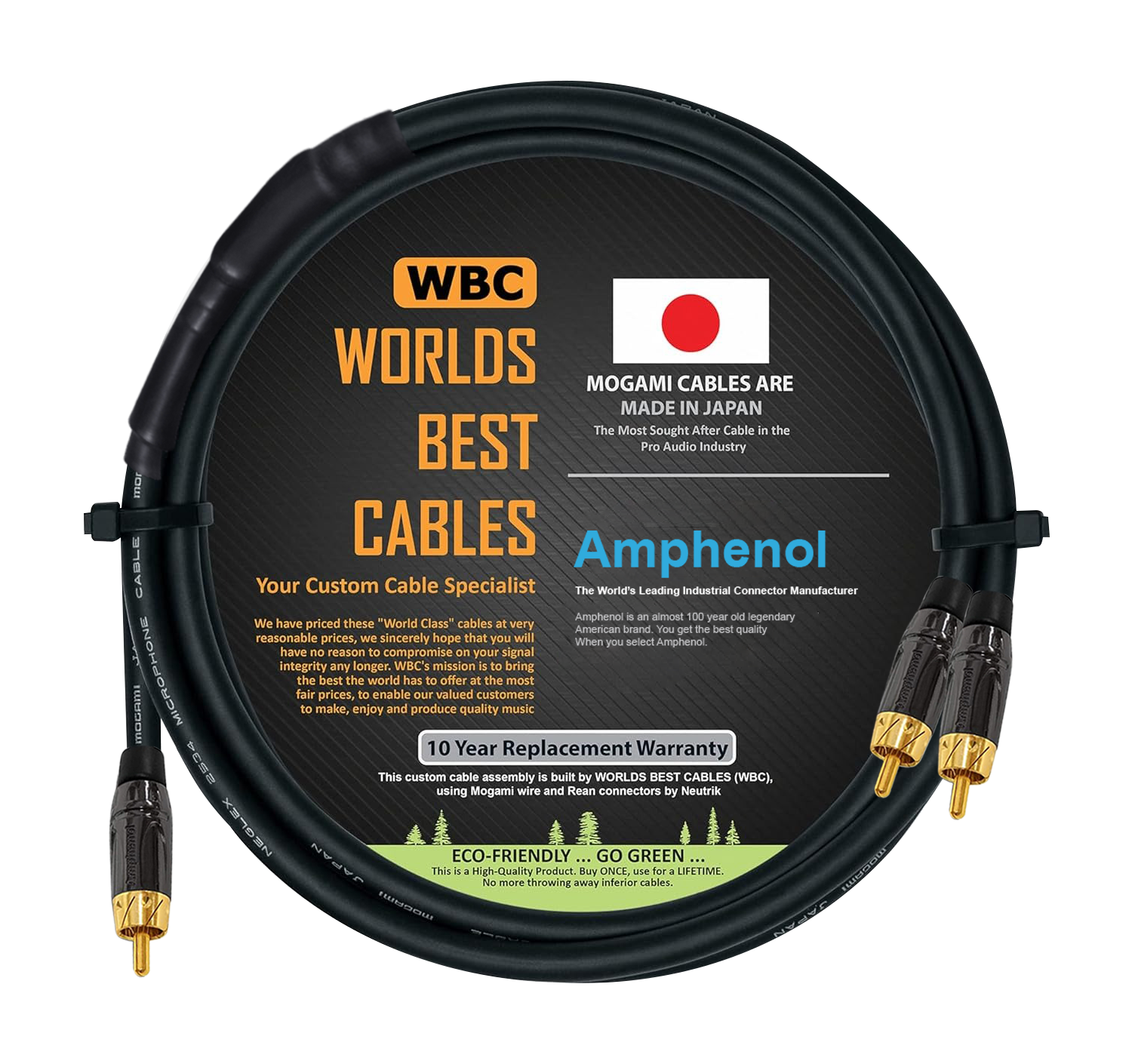 Mogami 2534 1.5m Y cable with Amphenol ACPL CBK RCA connectors