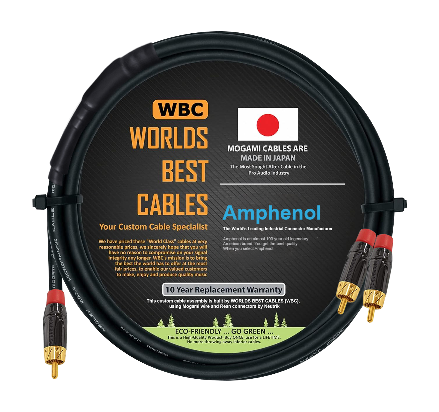 Mogami 2534 1.5m Y cable with Amphenol ACPL CRD RCA connectors