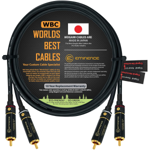 WBC directional RCA cable pair with Mogami 2549 wire and Eminence locking RCA connectors