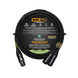 WBC Pro Quad Y cable pair with Neutrik Gold female and 2 Neutrik Gold male XLR connectors – 9 Foot + (2x 1 Foot)