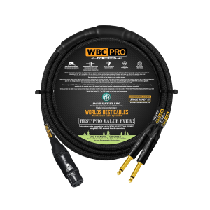 WBC Pro Quad Y cable pair with Neutrik Gold female and 2 Neutrik Gold male TS connectors – 9 Foot + (2x 1 Foot)