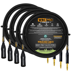 6 foot WBC Pro Quad cable 2 pairs with Neutrik Gold female XLR and TRS connectors
