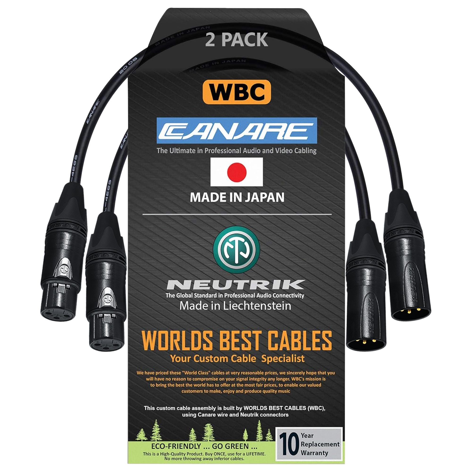 Canare L-4E6S 0.5m with Neutrik Gold NC3MXX-B male and NC3FXX-B female XLR connectors