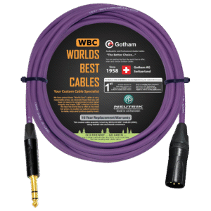 WBC cable with Gotham GAC-2 AES/EBU wire and Neutrik Gold XLR NC3MXX-B and Gold TRS NP3X-B connectors