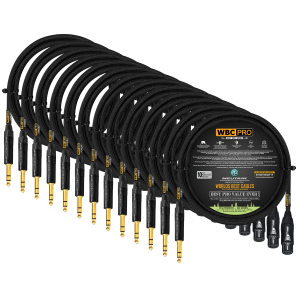 5 foot WBC-PRO-QUAD 13 cables with Neutrik NC3FXX-B Gold XLR and NP3X-B Gold TRS