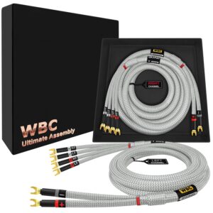 WBC Ultimate 7AWG Silver 2x4 Bi-wire Cable Pair with Eminence Gold Spade Connectors